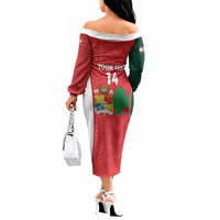 Custom Rugby Tonga and Lebanon Off The Shoulder Long Sleeve Dress Mate Maa Tonga Cedars Together