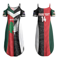Custom Rugby New Zealand and Lebanon Couples Matching Summer Maxi Dress and Long Sleeve Button Shirt All Black Cedars Together