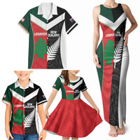 Custom Rugby New Zealand and Lebanon Family Matching Tank Maxi Dress and Hawaiian Shirt All Black Cedars Together