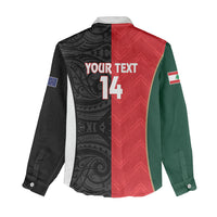 Custom Rugby New Zealand and Lebanon Women Casual Shirt All Black Cedars Together
