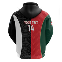 Custom Rugby New Zealand and Lebanon Zip Hoodie All Black Cedars Together
