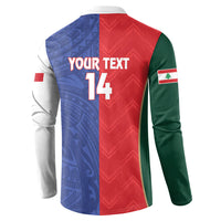 Custom Rugby Samoa and Lebanon Button Sweatshirt Toa Samoa Cedars Together