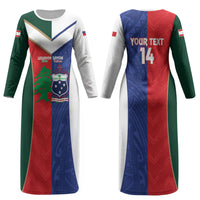 Custom Rugby Samoa and Lebanon Couples Matching Long Sleeve Bodycon Dress and Long Sleeve Button Shirt Toa Samoa Cedars Together