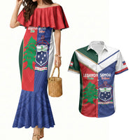 Custom Rugby Samoa and Lebanon Couples Matching Mermaid Dress and Hawaiian Shirt Toa Samoa Cedars Together