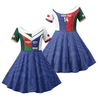 Custom Rugby Samoa and Lebanon Family Matching Off Shoulder Maxi Dress and Hawaiian Shirt Toa Samoa Cedars Together