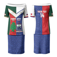 Custom Rugby Samoa and Lebanon Family Matching Puletasi and Hawaiian Shirt Toa Samoa Cedars Together
