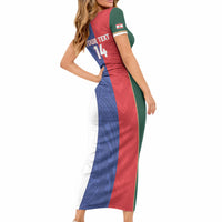Custom Rugby Samoa and Lebanon Short Sleeve Bodycon Dress Toa Samoa Cedars Together