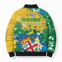 Malampa Fiji Day Bomber Puffer Jacket 10 October Together We Grow Grunge Tapa Motifs