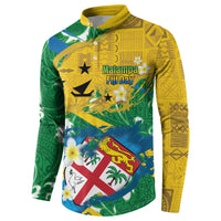Malampa Fiji Day Button Sweatshirt 10 October Together We Grow Grunge Tapa Motifs