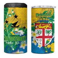 Malampa Fiji Day 4 in 1 Can Cooler Tumbler 10 October Together We Grow Grunge Tapa Motifs