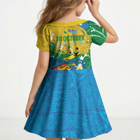 Malampa Fiji Day Kid Short Sleeve Dress 10 October Together We Grow Grunge Tapa Motifs