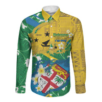 Malampa Fiji Day Long Sleeve Button Shirt 10 October Together We Grow Grunge Tapa Motifs