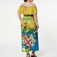 Malampa Fiji Day Off Shoulder Maxi Dress 10 October Together We Grow Grunge Tapa Motifs