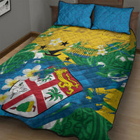 Malampa Fiji Day Quilt Bed Set 10 October Together We Grow Grunge Tapa Motifs
