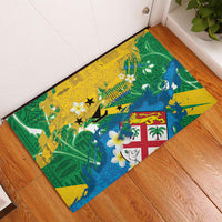 Malampa Fiji Day Rubber Doormat 10 October Together We Grow Grunge Tapa Motifs