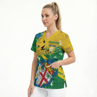 Malampa Fiji Day Scrub Top 10 October Together We Grow Grunge Tapa Motifs