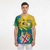Malampa Fiji Day Scrub Top 10 October Together We Grow Grunge Tapa Motifs