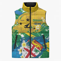 Malampa Fiji Day Sleeveless Puffer Jacket 10 October Together We Grow Grunge Tapa Motifs