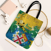 Malampa Fiji Day Tote Bag 10 October Together We Grow Grunge Tapa Motifs