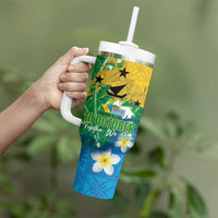Malampa Fiji Day Tumbler With Handle 10 October Together We Grow Grunge Tapa Motifs