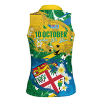 Malampa Fiji Day Women Sleeveless Polo Shirt 10 October Together We Grow Grunge Tapa Motifs