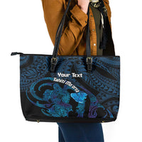 Personalised Tahiti Moorea Atoll Leather Tote Bag Polynesian Sea Turtle