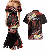Personalised Tahiti Bora Bora Couples Matching Mermaid Dress and Hawaiian Shirt Manta Rays With Polynesian Plumeria LT14 - Polynesian Pride