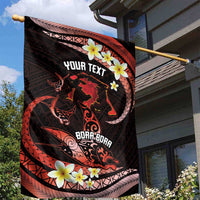 Personalised Tahiti Bora Bora Garden Flag Manta Rays With Polynesian Plumeria