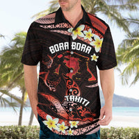 Personalised Tahiti Bora Bora Hawaiian Shirt Manta Rays With Polynesian Plumeria