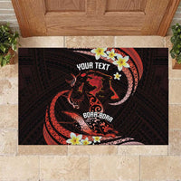Personalised Tahiti Bora Bora Rubber Doormat Manta Rays With Polynesian Plumeria