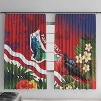 Personalised Kiribati Tarawa Atoll Window Curtain Frigate Bird With Map Tropical Style