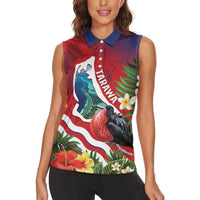 Personalised Kiribati Tarawa Atoll Women Sleeveless Polo Shirt Frigate Bird With Map Tropical Style