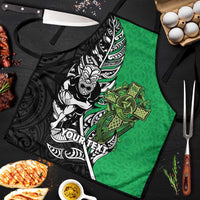 New Zealand and Ireland Rugby Custom Apron Maori Tiki Fern Irish Celtic Cross - Polynesian Pride
