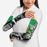 New Zealand and Ireland Rugby Custom Arm Sleeves Maori Tiki Fern Irish Celtic Cross - Polynesian Pride