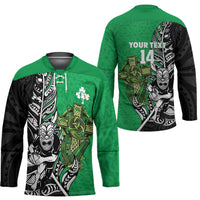 New Zealand and Ireland Rugby Custom Hockey Jersey Maori Tiki Fern Irish Celtic Cross - Polynesian Pride