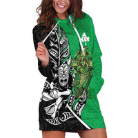 New Zealand and Ireland Rugby Custom Hoodie Dress Maori Tiki Fern Irish Celtic Cross - Polynesian Pride