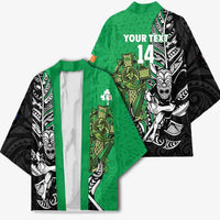 New Zealand and Ireland Rugby Custom Kimono Maori Tiki Fern Irish Celtic Cross - Polynesian Pride