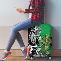 New Zealand and Ireland Rugby Custom Luggage Cover Maori Tiki Fern Irish Celtic Cross - Polynesian Pride