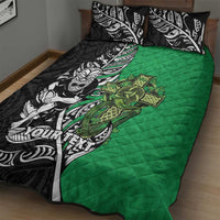 New Zealand and Ireland Rugby Custom Quilt Bed Set Maori Tiki Fern Irish Celtic Cross - Polynesian Pride