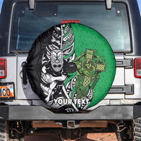 New Zealand and Ireland Rugby Custom Spare Tire Cover Maori Tiki Fern Irish Celtic Cross - Polynesian Pride