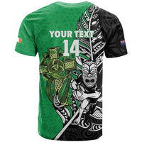 New Zealand and Ireland Rugby Custom T Shirt Maori Tiki Fern Irish Celtic Cross - Polynesian Pride