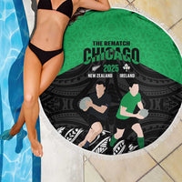New Zealand and Ireland Rugby Beach Blanket Chicago 2025 Go All Black Shamrocks - Polynesian Pride