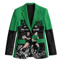 New Zealand and Ireland Rugby Custom Blazer Chicago 2025 Go All Black Shamrocks - Polynesian Pride