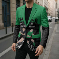 New Zealand and Ireland Rugby Custom Blazer Chicago 2025 Go All Black Shamrocks - Polynesian Pride