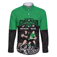 New Zealand and Ireland Rugby Custom Family Matching Mermaid Dress and Hawaiian Shirt Chicago 2025 Go All Black Shamrocks - Polynesian Pride