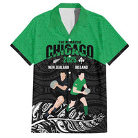 New Zealand and Ireland Rugby Custom Family Matching Off Shoulder Maxi Dress and Hawaiian Shirt Chicago 2025 Go All Black Shamrocks - Polynesian Pride