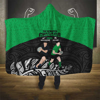 New Zealand and Ireland Rugby Hooded Blanket Chicago 2025 Go All Black Shamrocks LT14 - Polynesian Pride