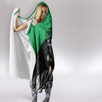 New Zealand and Ireland Rugby Hooded Blanket Chicago 2025 Go All Black Shamrocks LT14 - Polynesian Pride