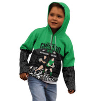 New Zealand and Ireland Rugby Custom Kid Hoodie Chicago 2025 Go All Black Shamrocks - Polynesian Pride