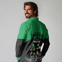 New Zealand and Ireland Rugby Custom Long Sleeve Polo Shirt Chicago 2025 Go All Black Shamrocks - Polynesian Pride